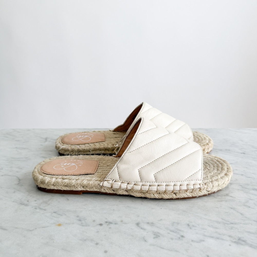 Oasis‎ Society cream white espadrille slide sandals size 8.5